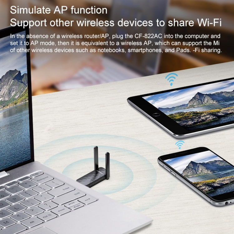 COMFAST CF-822AC 600Mbps 5G Dual-band Wifi USB Network Adapter Receiver, CF-822AC COMFAST CF-822AC 600Mbps 5G Dual-band Wifi USB Network Adapter Receiver, CF-822AC